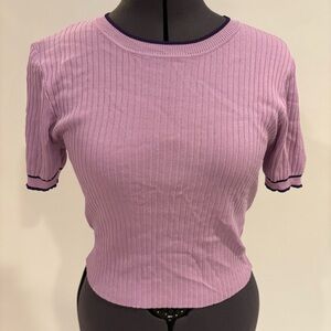 Purple Ribbed Knit Women's Top